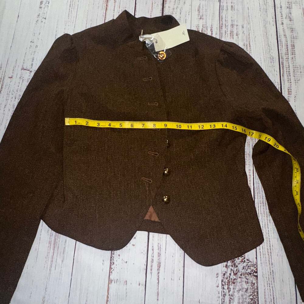 RIHOAS Retro Single-breasted Steampunk Brown Tweed Jacket with Ball Buttons - Picture 3 of 7
